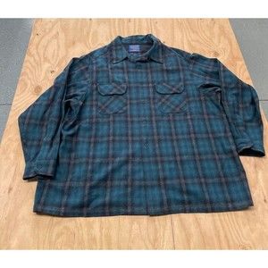 Vintage Pendleton 100% Virgin Wool Men's Flannel Shirt Flap Pockets Size 3XL USA